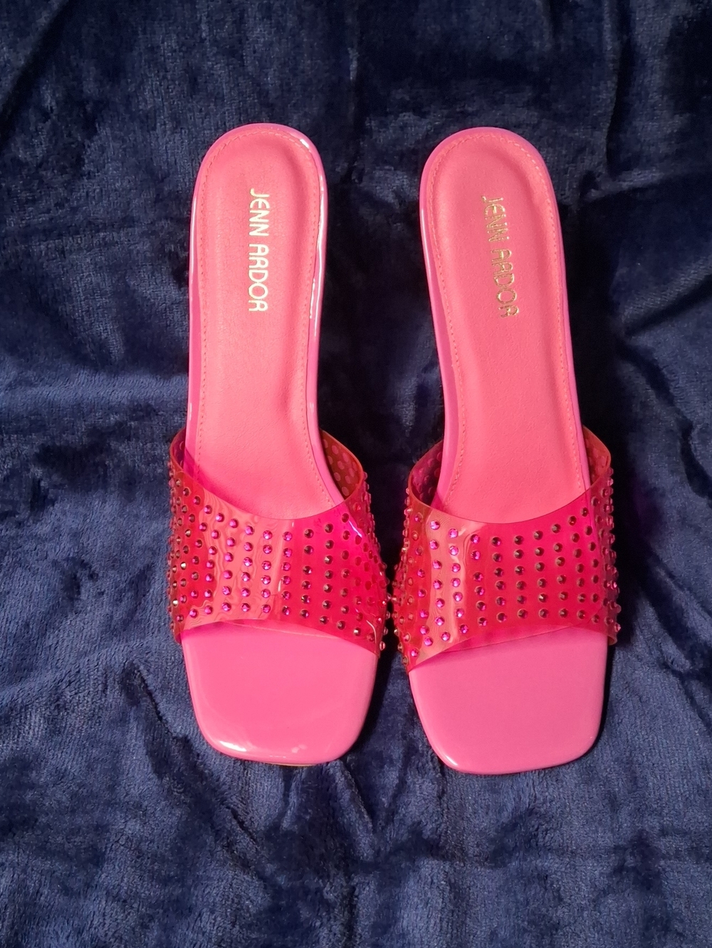 Jenn Ardor Hot Pink Studded Slide Mules